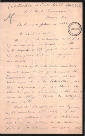 Carta de José Toribio Medina a Carlos Casavalle,