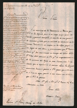 Solicitud del Intendente de Policía de Buenos Aires Martín Barco, al Virrey del Río de la Plata, Marqués Gabriel de Avilés