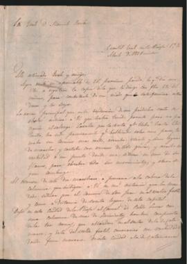 Carta del General José Félix Aldao al General Manuel Oribe, indicándole los motivos por los que no perseguirá a Lavalle por la ruta de Chilecito