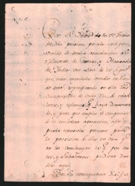 Oficio del Virrey del Río de la Plata Nicolás de Arredondo, al Gobernador Intendente del Paraguay