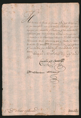 Nota de la Primera Junta a Alejo Nazarre