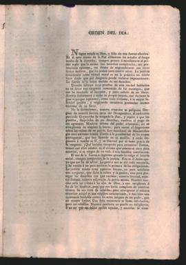 Orden del día de la Junta Grande referente a la necesidad de crear una comisión de guerra