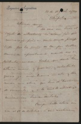 Carta de Manuel Gorostiaga a Ovidio A. Lagos enviada el 14 de agosto de 1900 desde Petrópolis (Brasil).