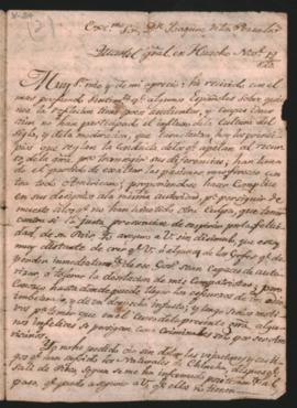 Nota del General José de San Martín a Joaquín de la Pezuela, refiriéndose a la conducta de algunos españoles que tratan de exaltar las pasiones más feroces contra todo americano