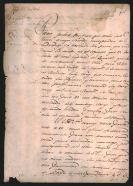 Comunicación del Gobernador de Montevideo Pascual Ruiz Huidobro, al Cabildo de la villa de Guadalupe