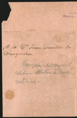 Carta de Diego Paroissien a Juan Martín de Pueyrredón, comunicándole su partida a Potosí y ofreciéndose para ejecutar las órdenes que desee.