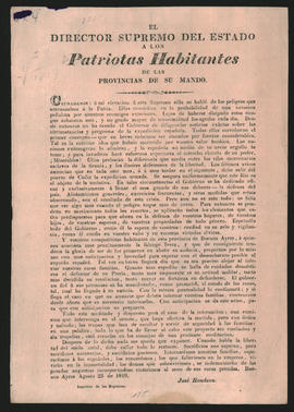 Proclama del Director Supremo del Estado José Rondeau, a los habitantes de las provincias de su mando