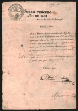 Solicitud de José Antonio Cayanas, al Presidente del Paraguay, Carlos Antonio López,