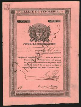 Billete de Tesorería de $ 5.000 con el premio o interés estipulado