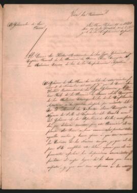 Nota del Gobernador de San Juan, Nazario Benavídez, al Gobernador de Buenos Aires, Juan Manuel de Rosas