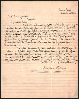 Carta de Máximo Terrero a Carlos Casavalle,