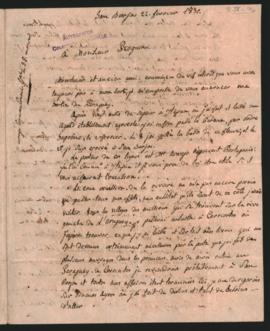 Carta de Amadeo Jacobo Bonpland a Domingo Roguín, anunciándole su partida del Paraguay donde vivió 9 años,