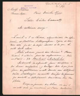 Carta de Adolfo Saldías a Carlos Casavalle