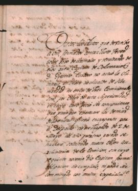 Comunicación del Virrey del Río de la Plata, Rafael de Sobremonte, al Alcalde de 1er. voto, Francisco de Lezica