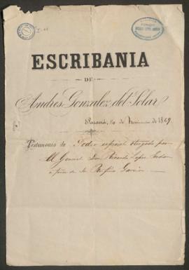 [Testimonio de Poder especial otorgado por el General Don Ricardo López Jordán a favor de Don Rufino García]