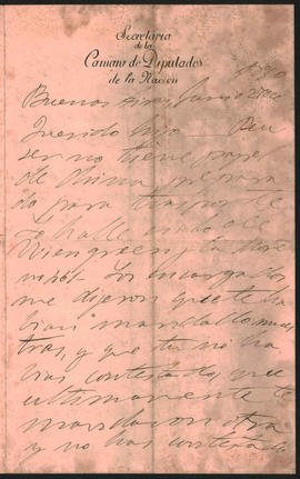 Carta de Ovidio Lagos a Ovidio Amadeo Lagos fechada en junio de 1890.