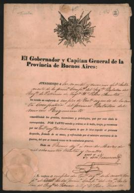 Certificado del Teniente del Regimiento de Infantería de Buenos Aires y Sargento Mayor del Cuerpo de Patricios Juan José Viamonte