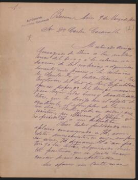 Carta del Doctor Estanislao Zeballos a Carlos Casavalle