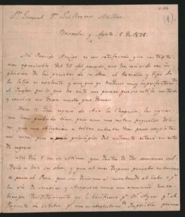 Carta del General José de San Martín al General Guillermo Miller, comunicándole su regreso de Aix-la- Chapelle;