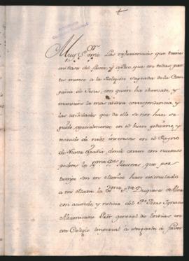 Oficio del Duque de Huesca, al Procurador General de la Compañía de Jesús en Lima
