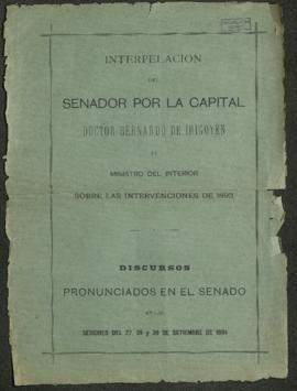 Interpelación del Senador por la Capital