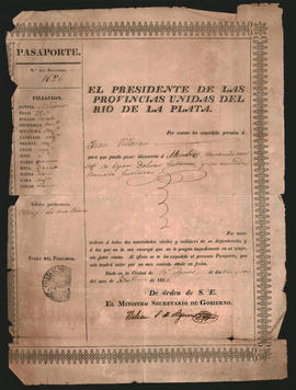 Partida de matrimonio de José María del Pino, con doña María Mercedes Sarasa, viuda de Casimiro Necochea.