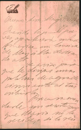 Carta de Ovidio Lagos a Ovidio Amadeo Lagos, enviada en mayo de 1890