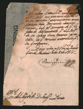 Oficio de Domingo French al Coronel Joaquín Pinto