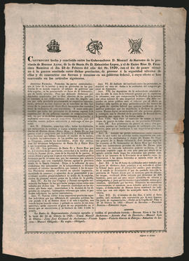 Convención del Pilar firmada por los Gobernadores de: Buenos Aires, Manuel de Sarratea; de Santa Fe, Estanislao López y el de Entre Ríos, Francisco Ramírez y ratificada por la Junta de Representantes de Buenos Aires.