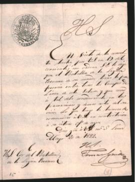 Carta de José Joaquín de Araujo al Doctor Domingo Estanislao Belgrano, adjuntando diseño de una medalla en memoria del General Manuel Belgrano.