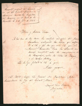 Nota del Brigadier General y Comandan­ te en Jefe de las fuerzas brasileñas en la guerra del Paraguay, Manuel Luis Osorio, al Comandante en Jefe Argentino, Gene­ ral Bartolomé Mitre