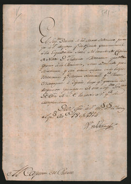 Comunicado del Ministro de Guerra, General Francisco Xavier de Viana, al Capitán del puerto de Buenos Aires, Martín Tompson